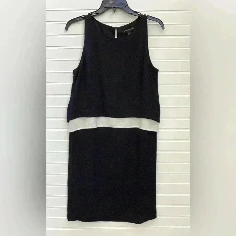 Banana Republic Black White Color Block Combo Style Shift Dress 6